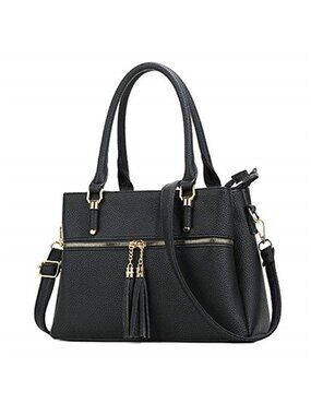 Womens PU Leather Handbag Shoulder Bag Medium Satchel Purse Multi Pocket Tote